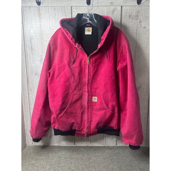 Carhartt Other - Vintage Carhartt Mens Red Hooded Lined  Jacket With Front Pockets Size Medium